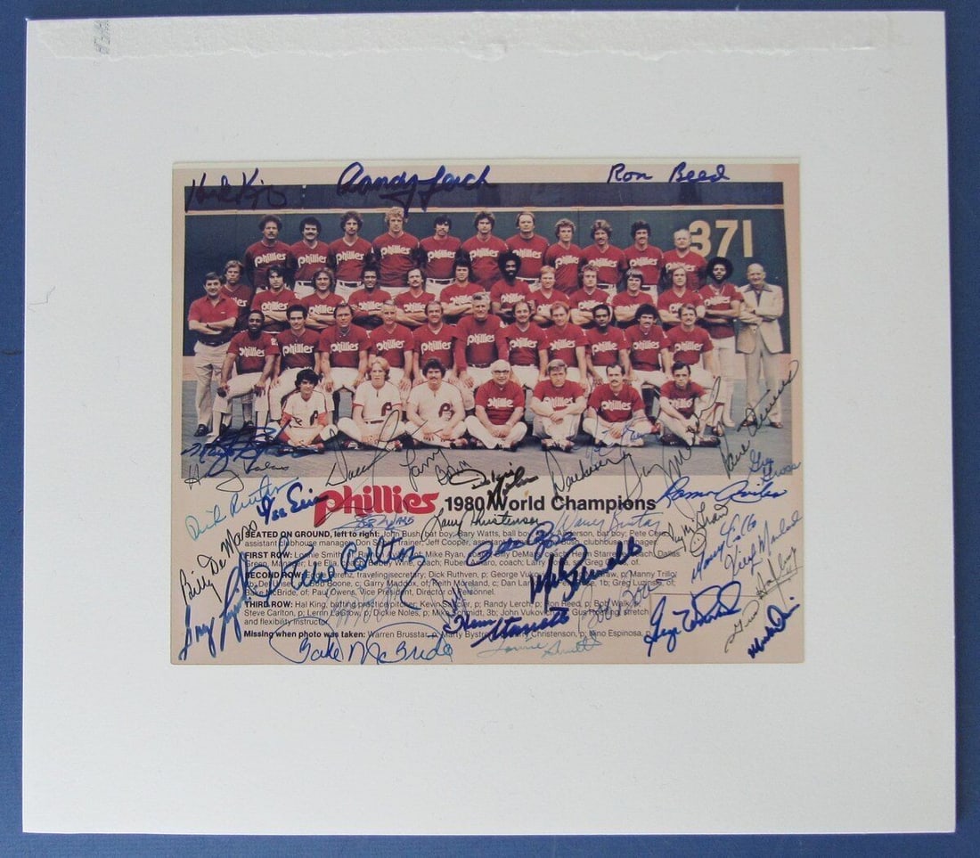 Philadelphia Phillies 1980 Champions 8x10 Photo Signed by 37 With JSA LOA (1 of 3)