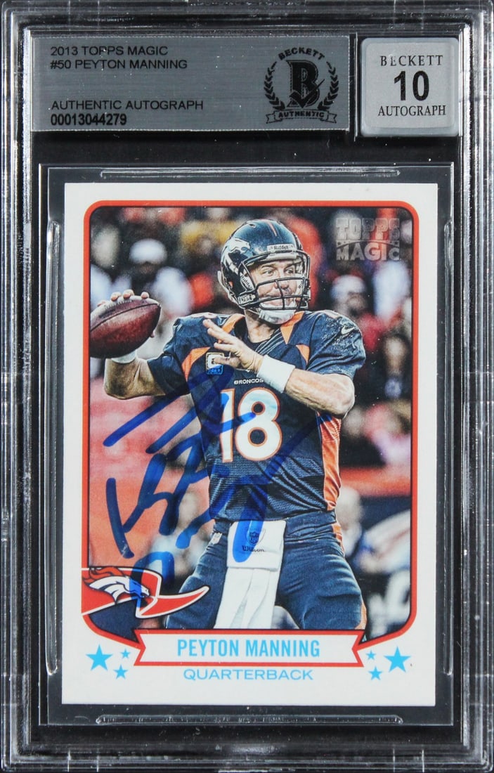 Peyton Manning 2013 Topps Magic #50 Autographed BAS Slabbed Broncos Card (1 of 2)