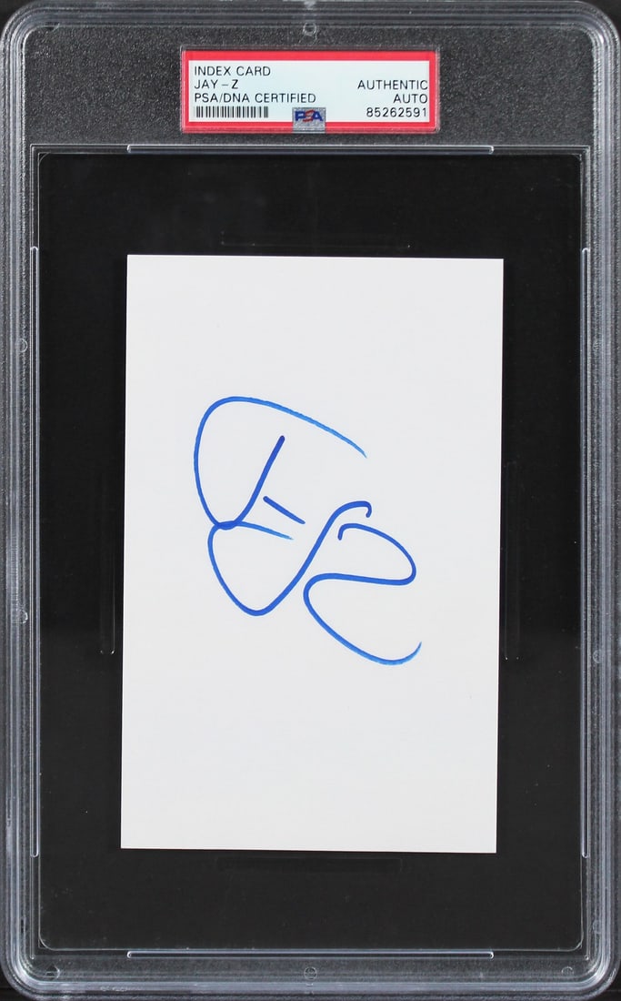 PSA DNA Slabbed Jay Z Signed 4x6 Index Card (1 of 2)