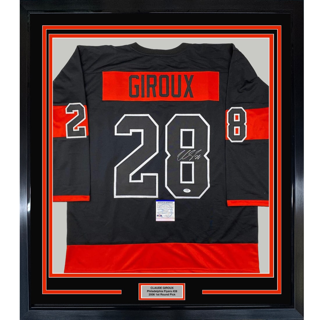 Framed Autographed Claude Giroux Jersey PSA/DNA COA Philadelphia Flyers: Framed Autographed Claude Giroux Jersey PSA/DNA COA Philadelphia Flyers Celebrate your love for hockey with this professionally framed autographed Claude Giroux black jersey. This original piece featu