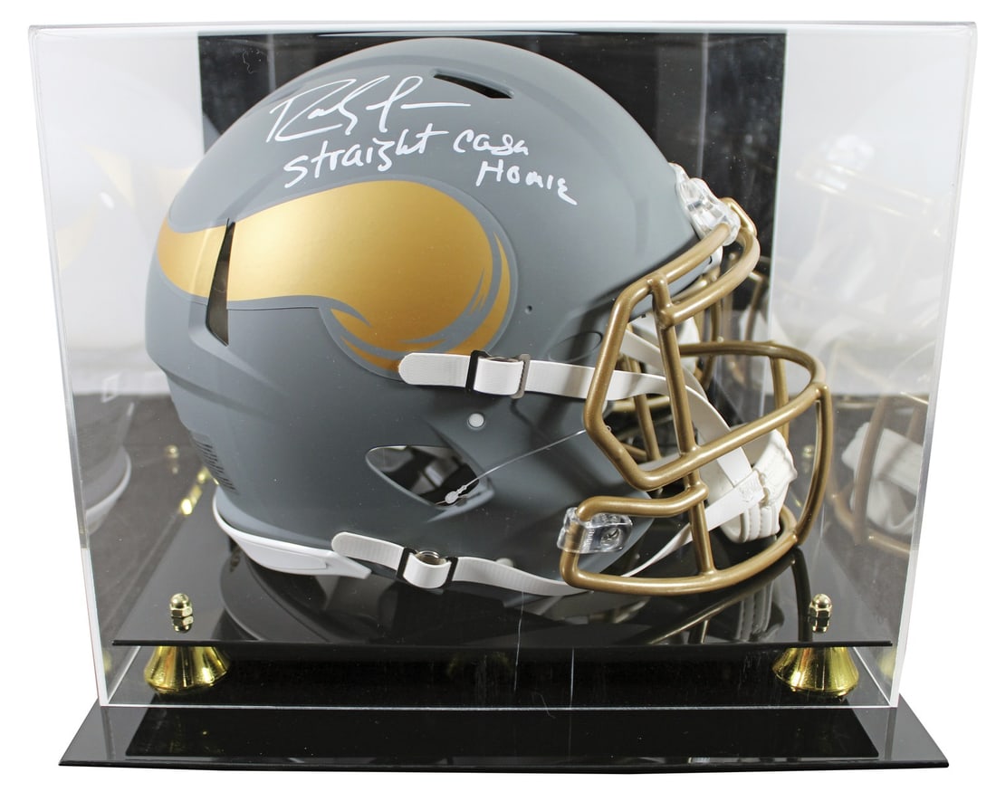 Randy Moss Vikings signed alternate slate Speed Proline helmet BAS: Randy Moss Vikings signed alternate slate Speed Proline helmet BAS This autographed Riddell full-size Speed Proline helmet features a unique slate alternate design and has been personally signed by Ra