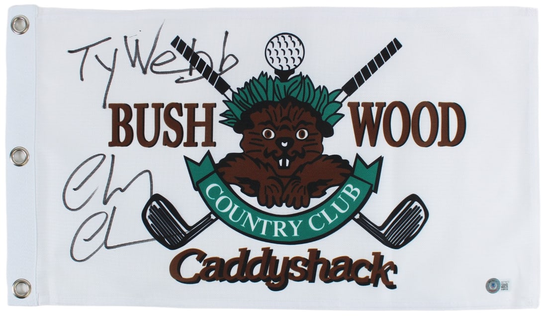 Autographed Bushwood Country Club Flag Chevy Chase Ty Webb Beckett BAS (1 of 5)