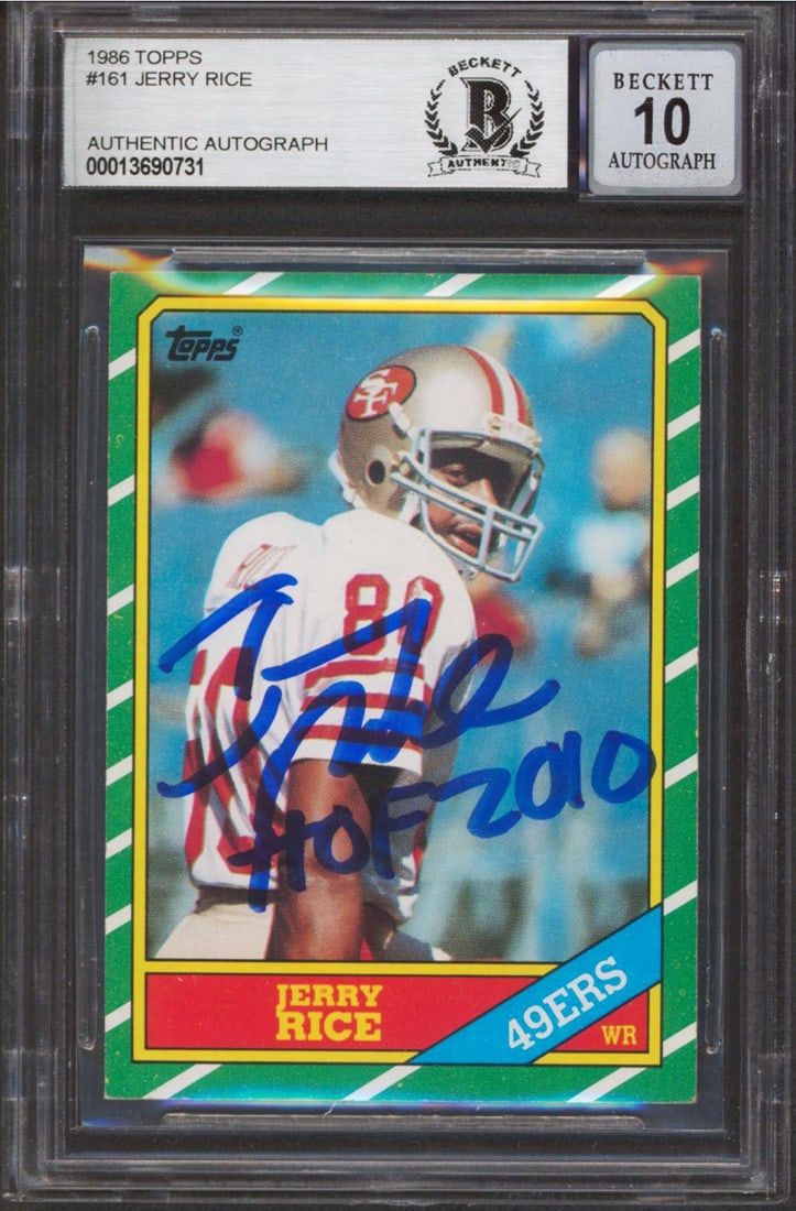 Jerry Rice 1986 Topps Rookie Auto BAS Gem Mint 10 HOF 2010 (1 of 2)