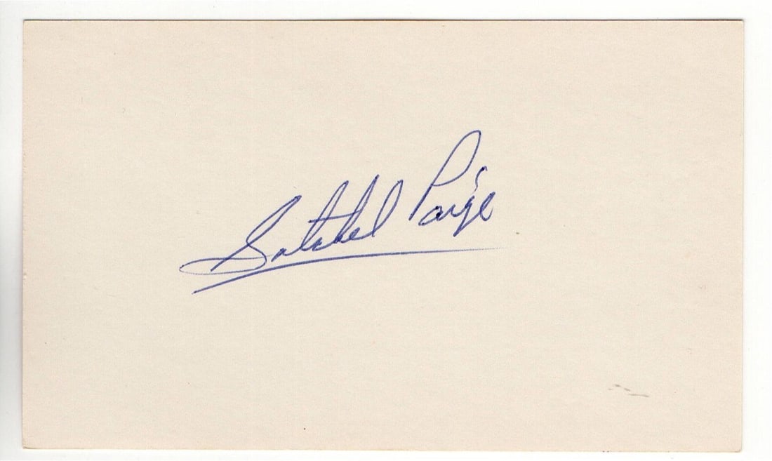 Satchel Paige Autographed 3X5 Index Card Indians HOF JSA Authenticated (1 of 3)