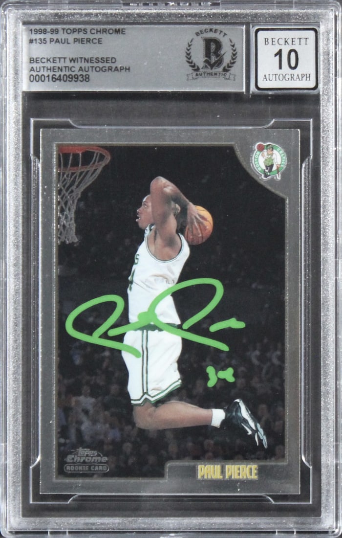 Paul Pierce Signed 1998 Topps Chrome Rookie Card Gem Mint 10 Beckett (1 of 2)