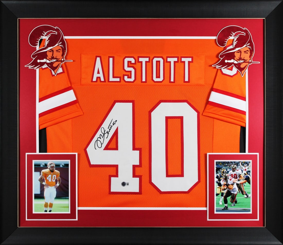 Framed Orange Throwback Jersey Signed by Mike Alstott BAS Witnessed (1 of 2)