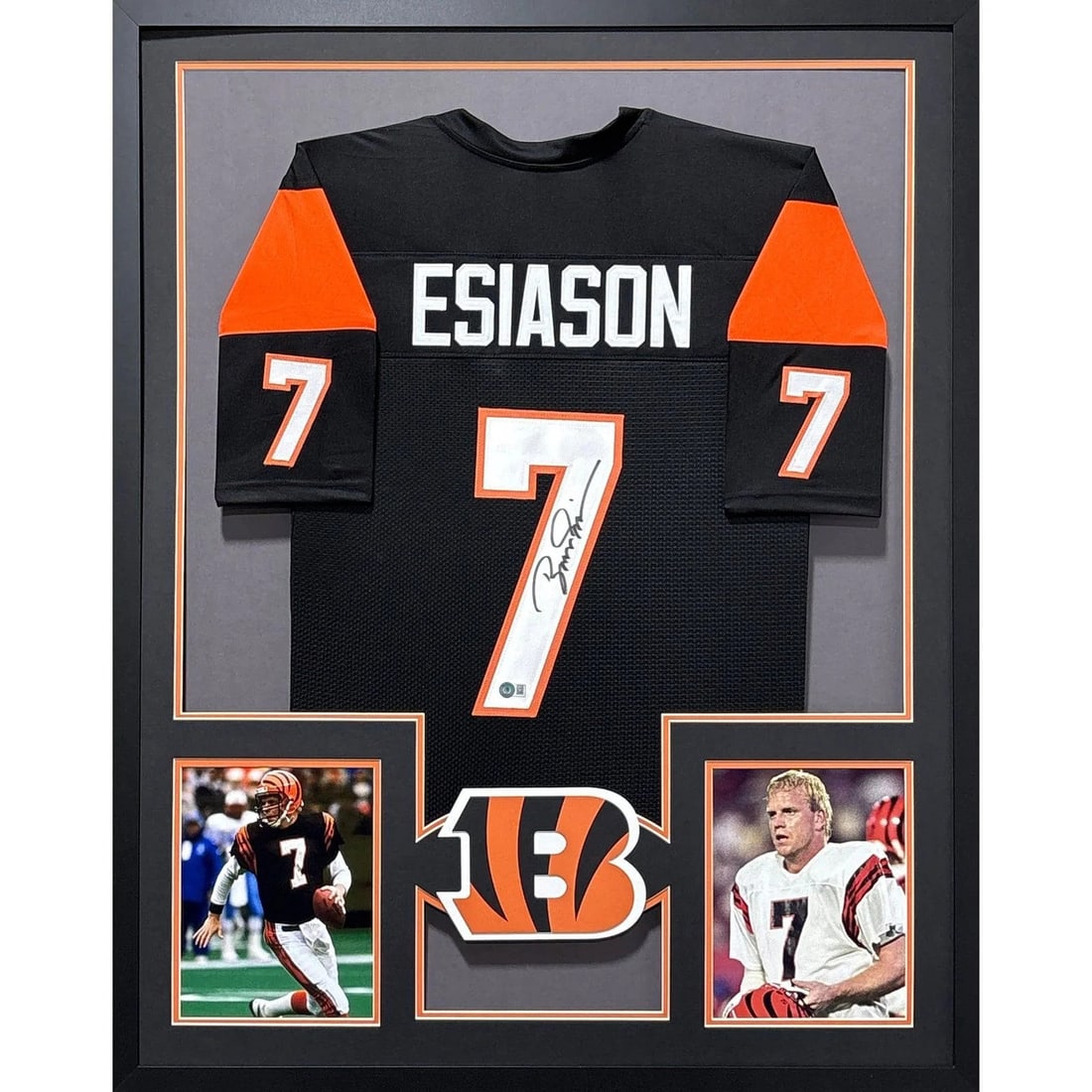 Beckett Authenticated Boomer Esiason Framed Bengals Jersey: Beckett Authenticated Boomer Esiason Framed Bengals Jersey This framed black Cincinnati Bengals jersey features an authentic Boomer Esiason autograph and is professionally presented with attention to 