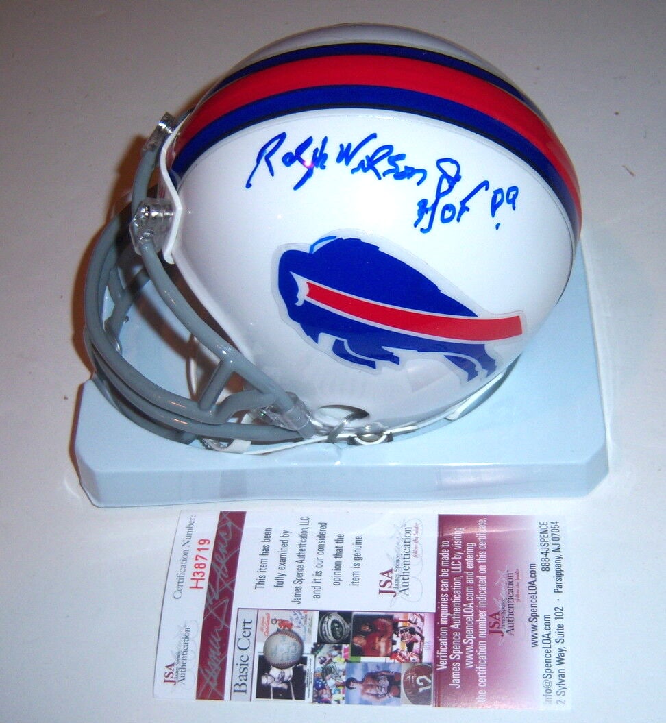 Signed Riddell Mini Helmet Ralph Wilson Jr Buffalo Bills JSA COA Hall of Fame 2009: Signed Riddell Mini Helmet Ralph Wilson Jr Buffalo Bills JSA COA Hall of Fame 2009 This mini helmet features the autograph of Ralph Wilson Jr., the founder and longtime owner of the Buffalo Bills, and