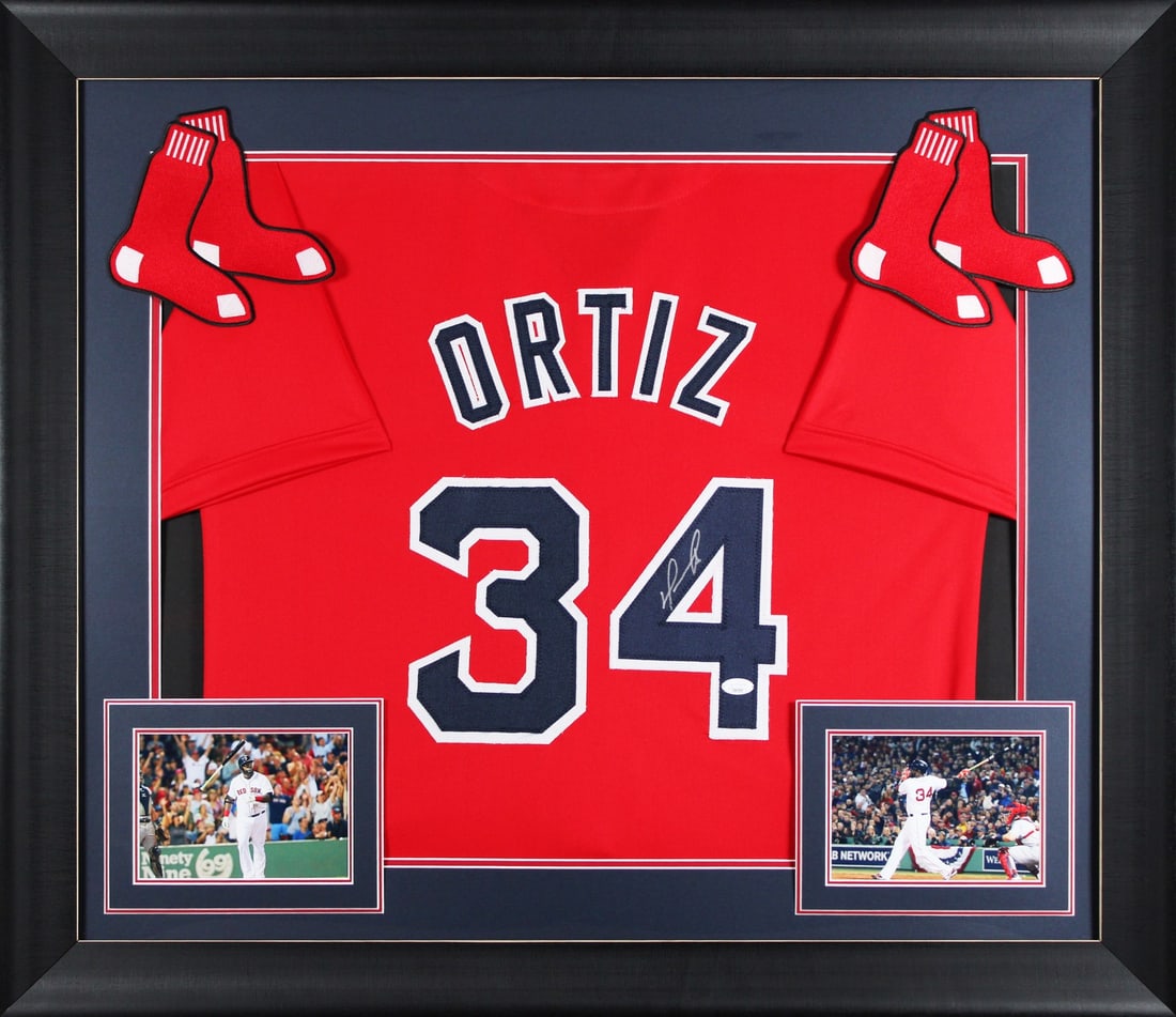 Framed Red Jersey Signed by David Ortiz JSA Authenticated (1 of 2)