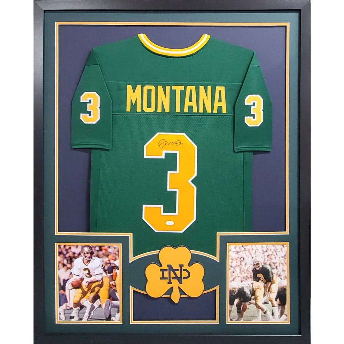 Framed Joe Montana autographed Notre Dame jersey JSA certified (1 of 3)
