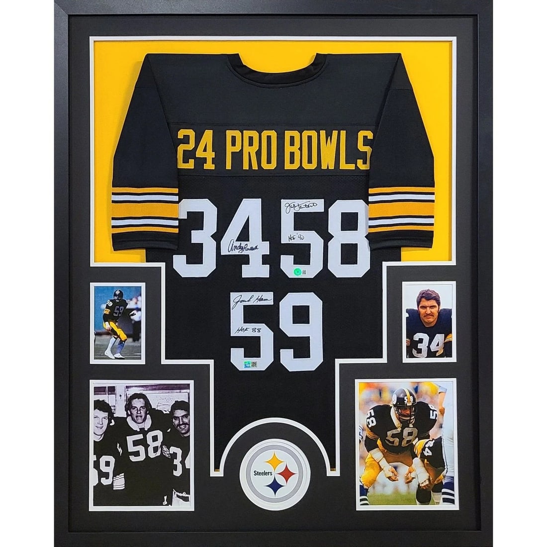 Pittsburgh Steelers Framed Jersey Signed by Lambert Ham Russell Beckett Authenticated: Pittsburgh Steelers Framed Jersey Signed by Lambert Ham Russell Beckett Authenticated Showcase your team spirit with this exquisite Pittsburgh Steelers framed jersey, autographed by legendary players 
