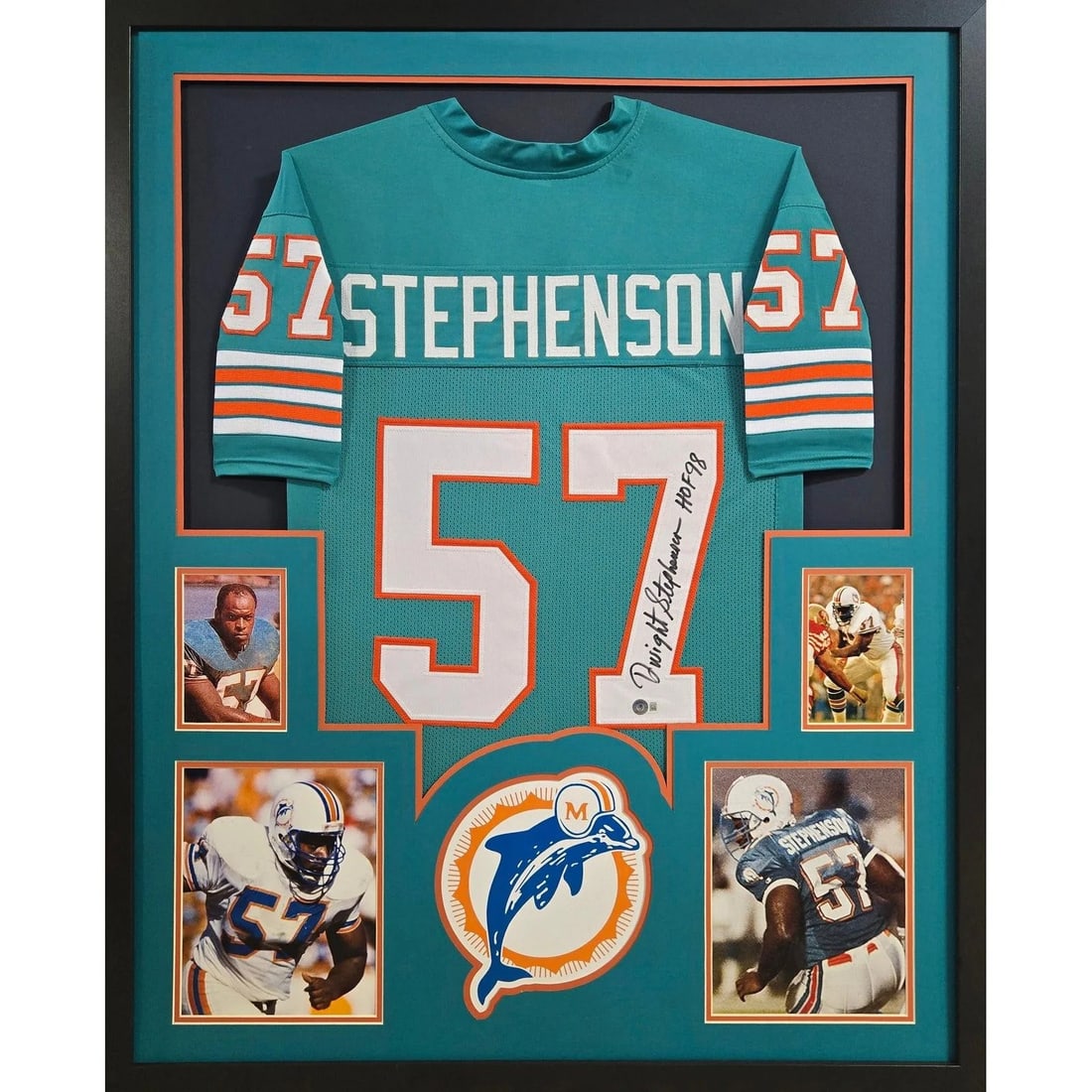 Framed Miami Dolphins Jersey Signed by Dwight Stephenson Beckett Authenticated (1 of 2)