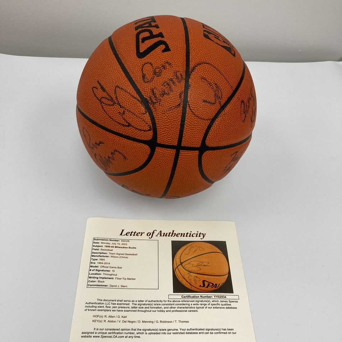 Ray Allen Signed 1999 Milwaukee Bucks Spalding Basketball with JSA COA (1 of 9)