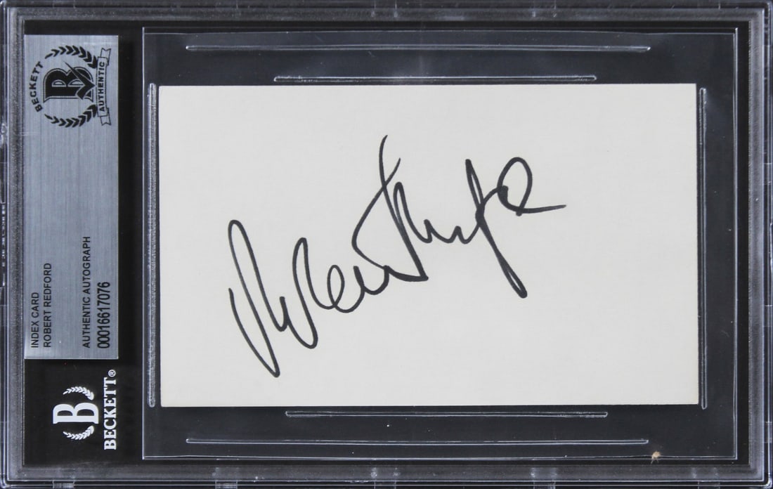 Beckett Slabbed Robert Redford Out of Africa Signed 3x5 Index Card (1 of 5)