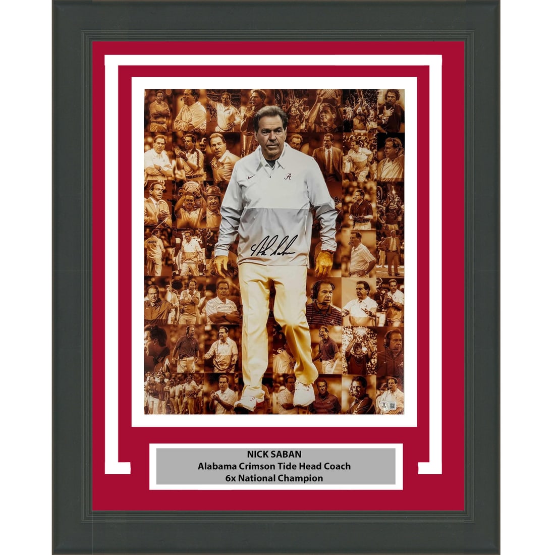 Framed Autographed Nick Saban Alabama 16x20 Photo PSA/DNA COA: Framed Autographed Nick Saban Alabama 16x20 Photo PSA/DNA COA Showcase your love for college football with this professionally framed and matted 16x20 photo of Nick Saban, the legendary Alabama Crimso