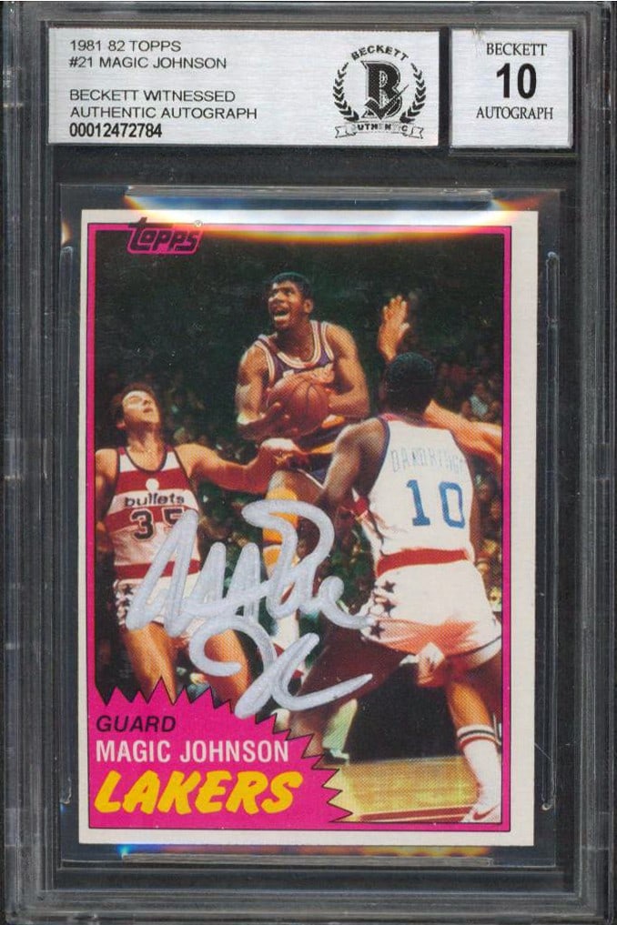 1981 Topps #21 Magic Johnson autographed Lakers card BAS Auto 10 (1 of 2)