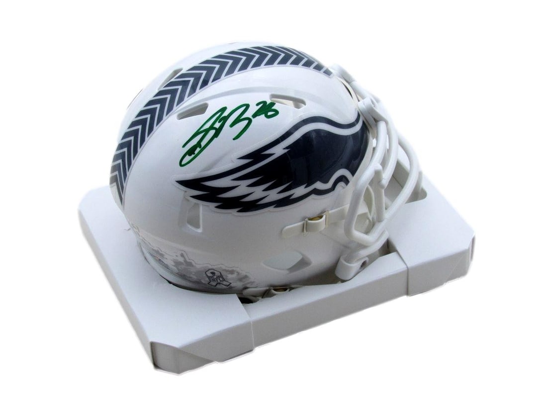 Saquon Barkley Autographed Eagles Salute to Service Mini Helmet PSA/DNA (1 of 3)