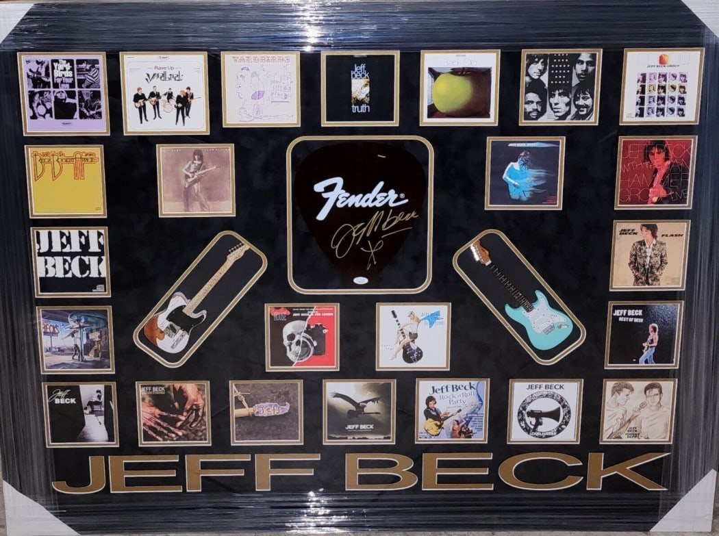 JSA Authenticated Jeff Beck Framed Fender Pick Guitar Display (1 of 4)