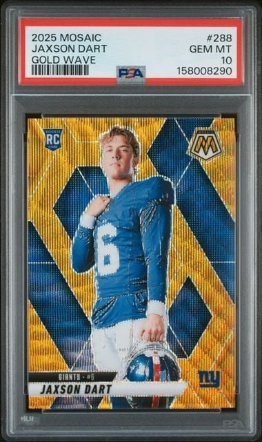 PSA 10 Jaxson Dart 2025 Panini Mosaic Gold Wave RC #288 /10 Football Card (1 of 2)