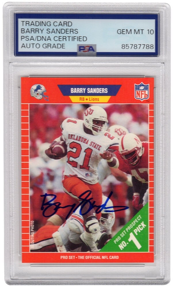 PSA 10 Barry Sanders 1989 Pro Set Rookie Card #494 Autograph (1 of 2)
