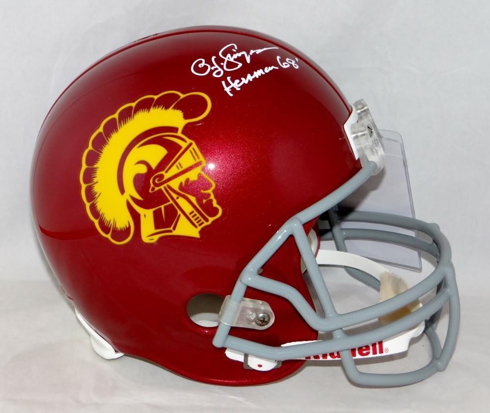 White Riddell full size helmet signed by O J Simpson JSA USC Trojans (1 of 6)