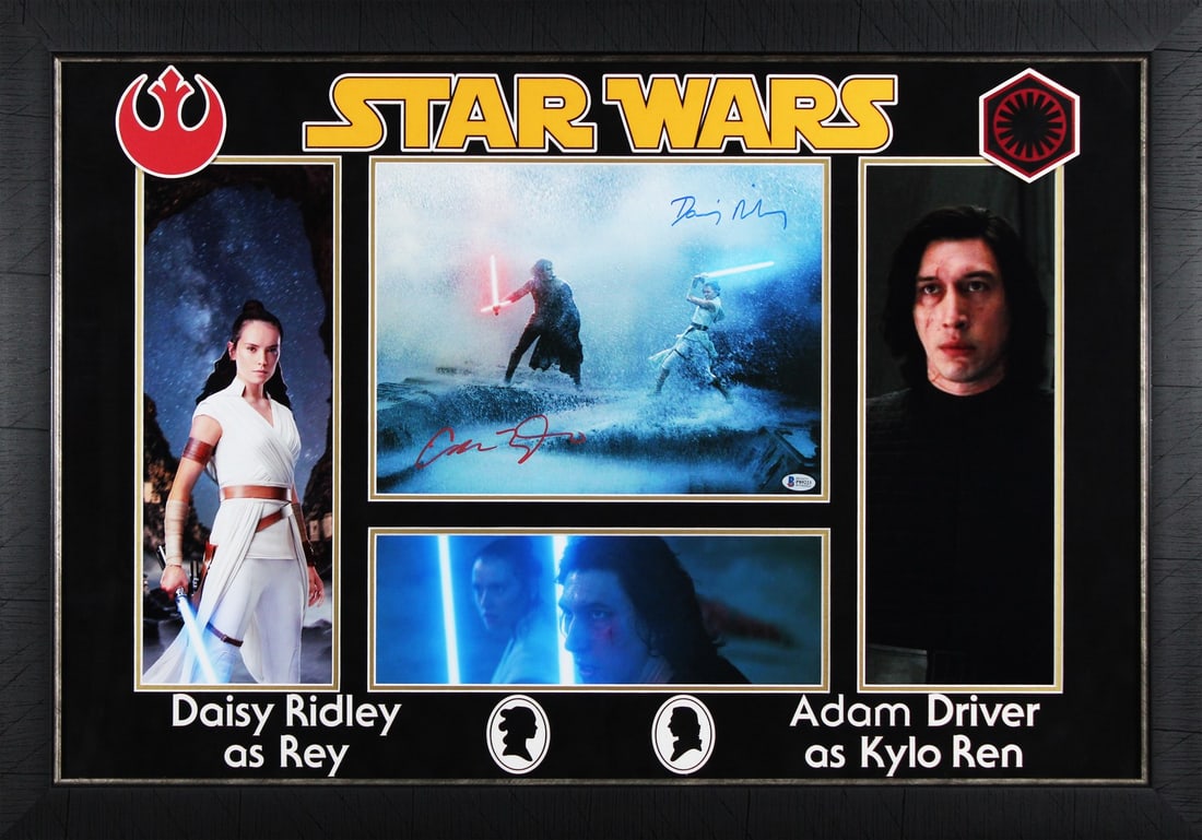 Framed 11x14 Star Wars Signed Photo Beckett Daisy Ridley Adam Driver (1 of 2)