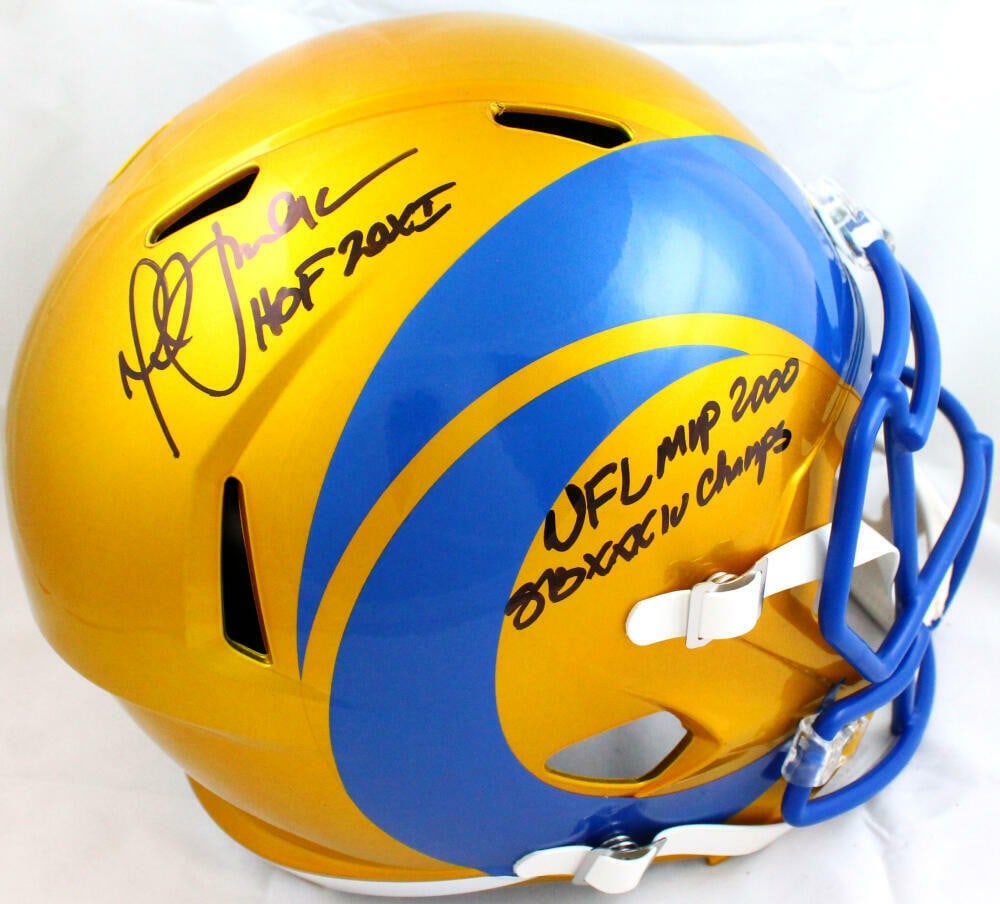 Marshall Faulk signed St. Louis Rams Flash Speed full size helmet Beckett hologram (1 of 10)