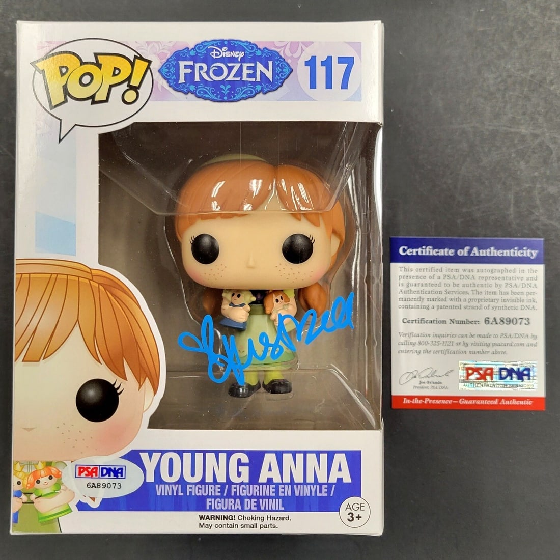 Kristen Bell Signed Young Anna Funko POP PSA/DNA Disney Frozen: Kristen Bell Signed Young Anna Funko POP PSA/DNA Disney Frozen This Funko POP figure features Young Anna from Disney's Frozen, beautifully autographed by Kristen Bell. The signature has been authentic