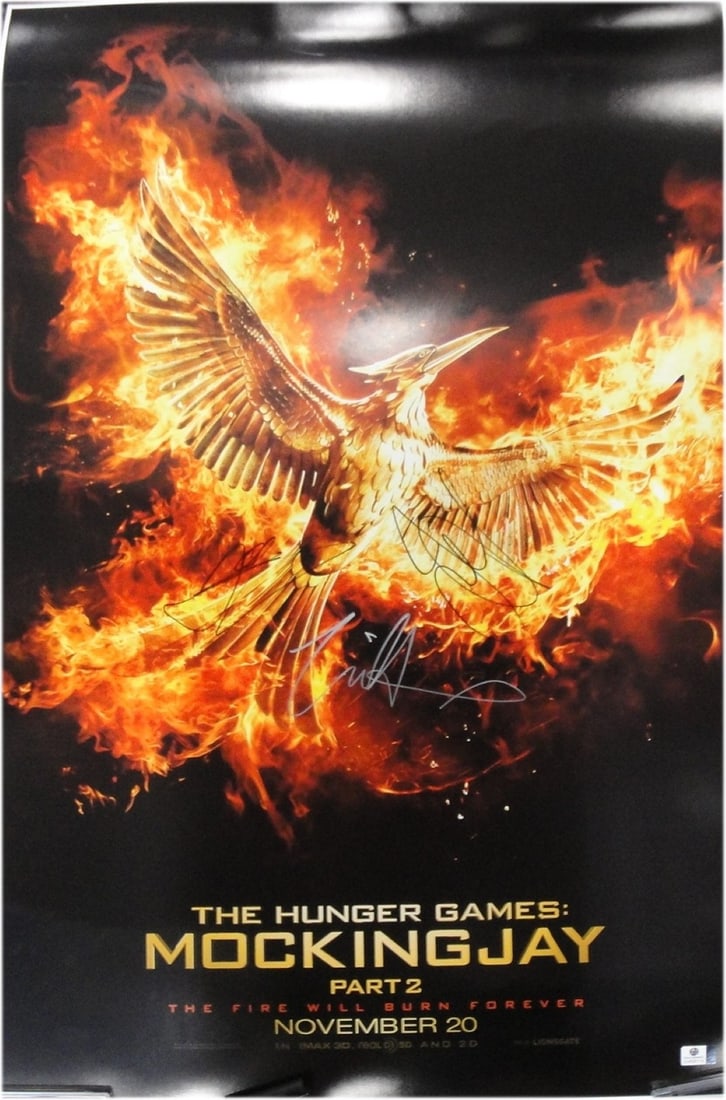 Jennifer Lawrence Signed 20x30 Hunger Games Mockingjay Poster GAI Certified (1 of 6)