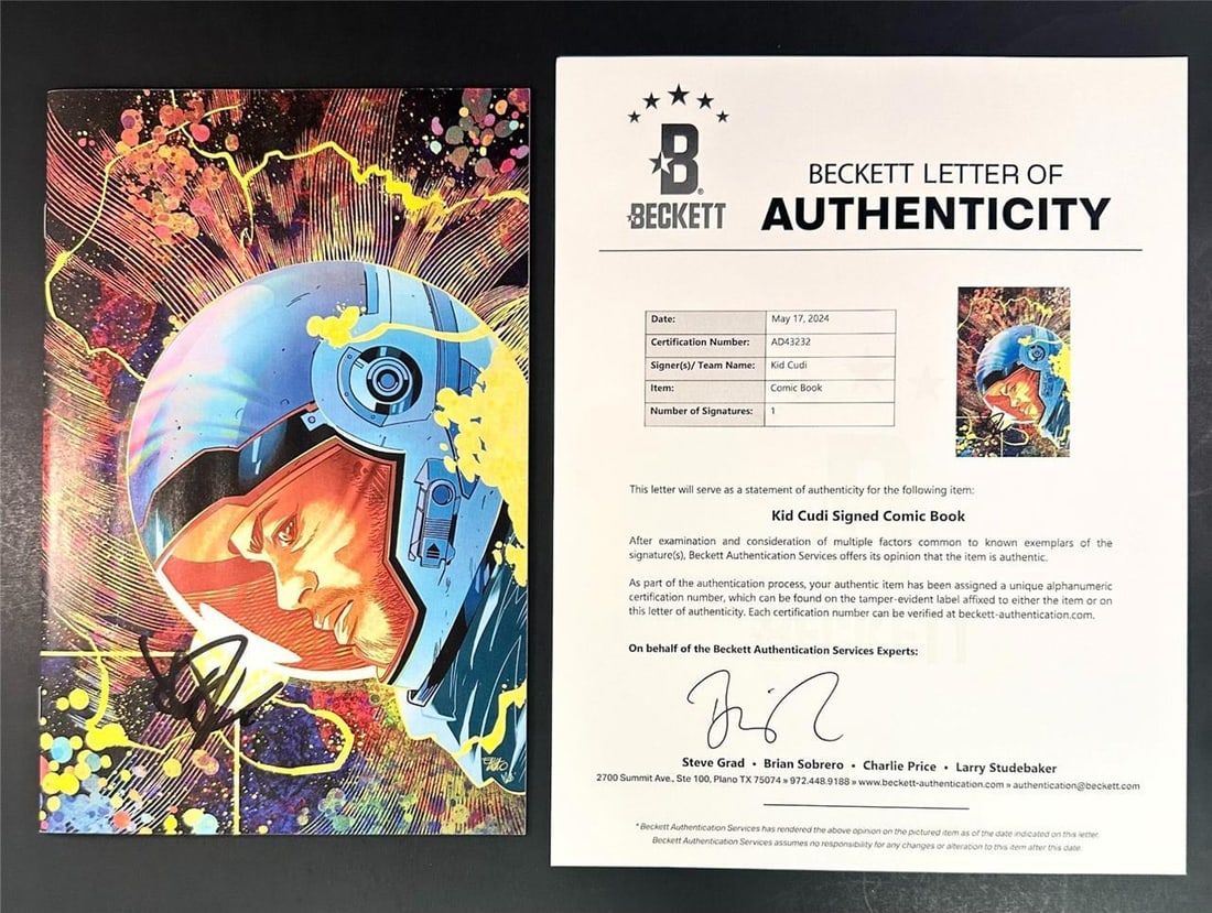 Kid Cudi Signed Moon Man Comic Book Issue #2 Cover B Beckett Authenticated: Kid Cudi Signed Moon Man Comic Book Issue #2 Cover B Beckett Authenticated This is a Kid Cudi signed Moon Man Comic Book Issue #2 Cover B, featuring an authentic autograph verified by Beckett. The com