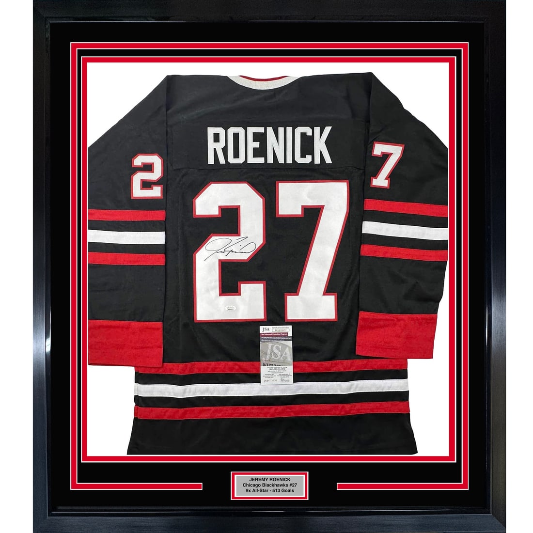 Jeremy Roenick signed Chicago Blackhawks framed jersey JSA COA (1 of 2)
