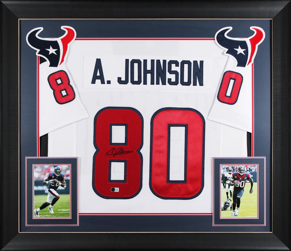 Framed Houston Texans Andre Johnson signed pro style jersey BAS witnessed (1 of 2)