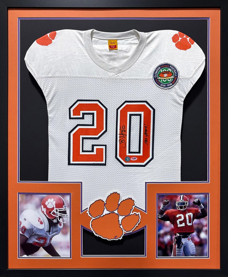 Framed Brian Dawkins autographed Clemson Tigers Eagles jersey PSA DNA (1 of 2)