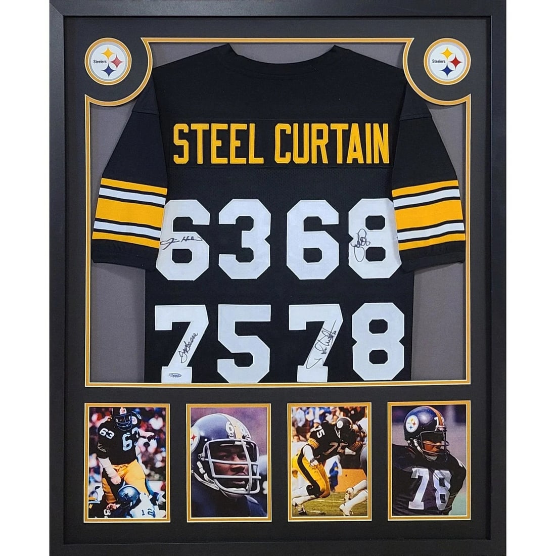 Pittsburgh Steelers Steel Curtain Signed Framed Jersey Tristar Authenticated: Pittsburgh Steelers Steel Curtain Signed Framed Jersey Tristar Authenticated Celebrate the legacy of the Pittsburgh Steelers with this framed, autographed Steel Curtain jersey, signed by the legendary