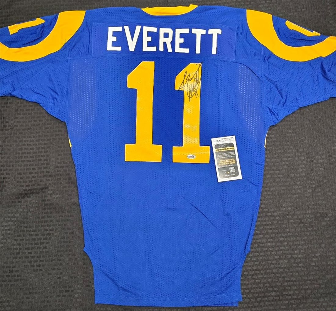 Autographed Los Angeles Rams Jersey Worn by Jim Everett with JSA COA (1 of 5)