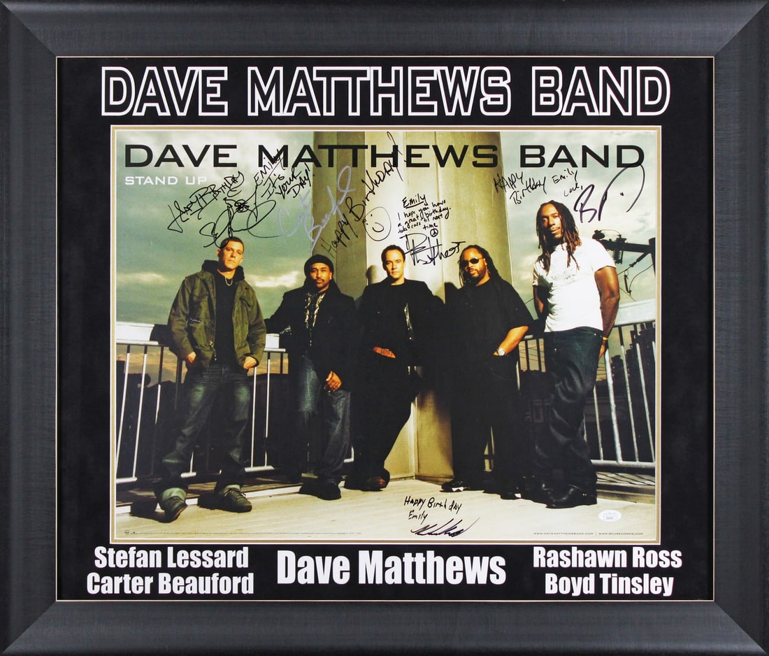 Framed 18x24 Dave Matthews Band poster JSA signed by 5 (1 of 6)