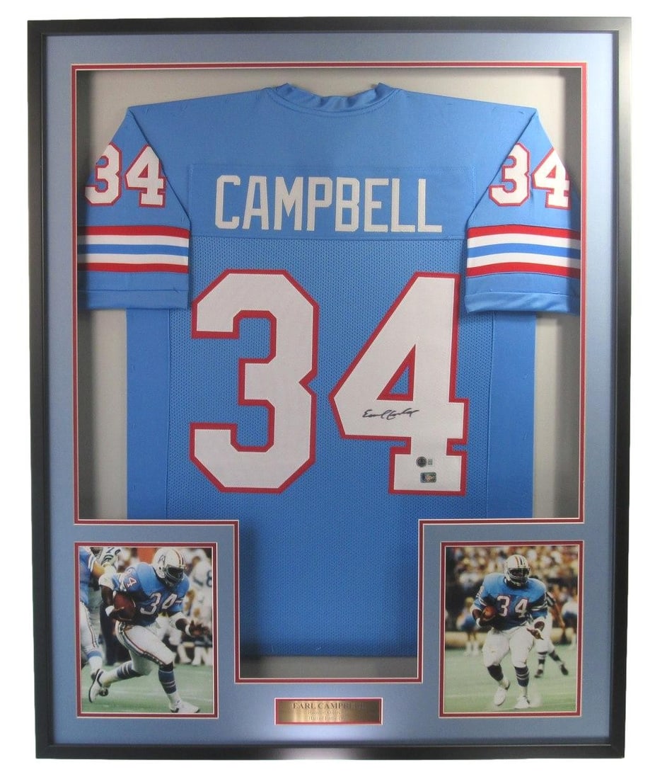 Framed Earl Campbell Signed Houston Oilers Jersey With Beckett Authentication (1 of 4)