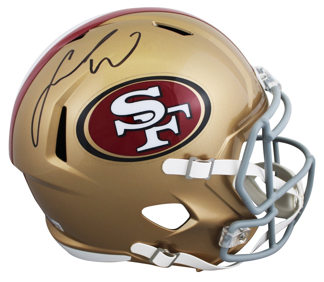 San Francisco 49ers Fred Warner Autographed Full Size Speed Helmet BAS: San Francisco 49ers Fred Warner Autographed Full Size Speed Helmet BAS This authentic full-size Riddell Speed replica helmet has been personally signed by Fred Warner of the San Francisco 49ers. The h