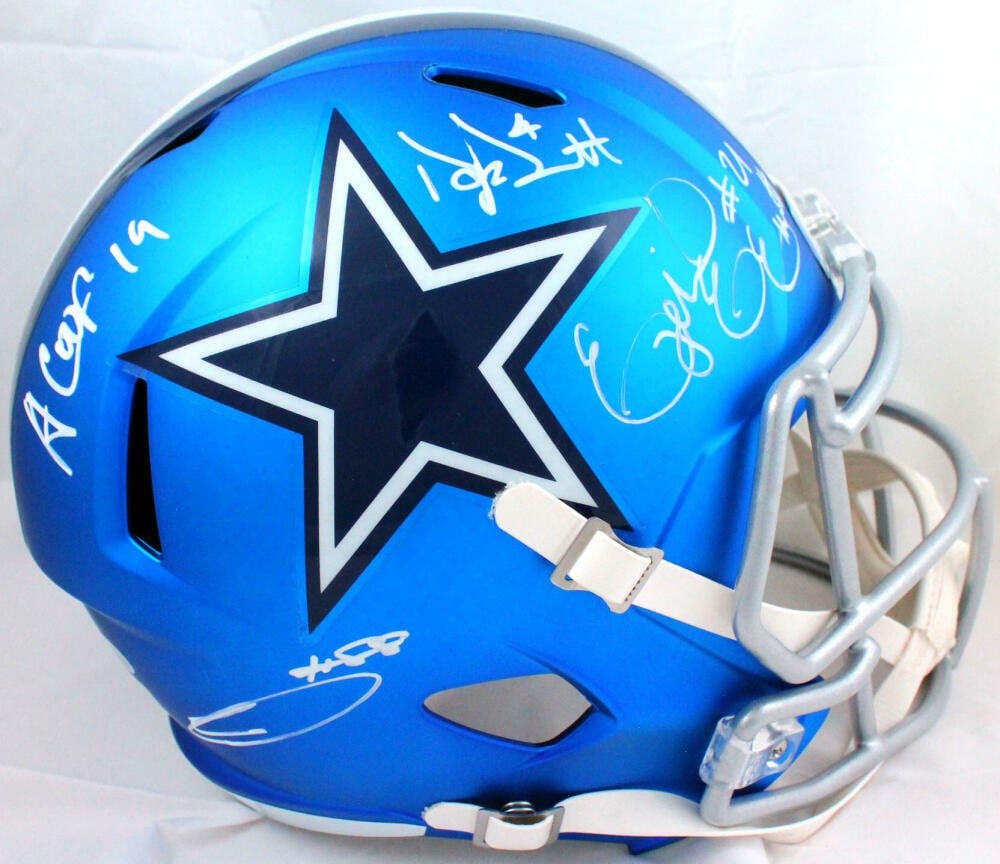 Dallas Cowboys full size Blaze helmet signed by Prescott Cooper Elliott Lamb (1 of 8)