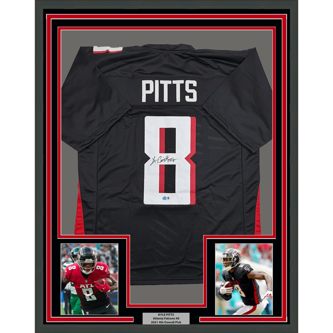 Kyle Pitts signed Atlanta Falcons framed jersey BAS COA 35x39 (1 of 2)