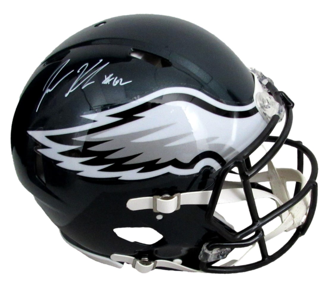 Full Size Philadelphia Eagles Helmet Signed and Inscribed by Jason Kelce PSA/DNA: Full Size Philadelphia Eagles Helmet Signed and Inscribed by Jason Kelce PSA/DNA This full-size authentic Speed helmet features the signature and "#62" inscription of Jason Kelce, center for the Phila