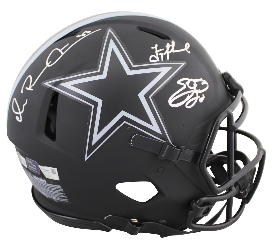 Dallas Cowboys Signed Eclipse Full Size Helmet Aikman Smith Irvin BAS Authenticated: Dallas Cowboys Signed Eclipse Full Size Helmet Aikman Smith Irvin BAS Authenticated This stunning full-size Speed Proline helmet features the signatures of three legendary Dallas Cowboys players: Troy