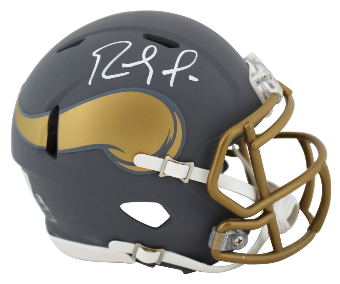 Randy Moss Signed Minnesota Vikings Slate Speed Mini Helmet BAS Authenticated: Randy Moss Signed Minnesota Vikings Slate Speed Mini Helmet BAS Authenticated This authentic mini helmet features the signature of NFL legend Randy Moss, renowned for his time with the Minnesota Vikin