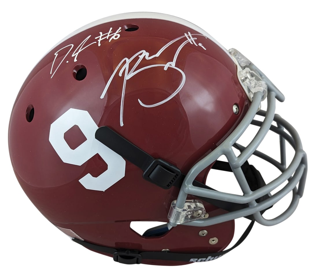 Alabama Crimson Tide Autographed Full Size Helmet by Bryce Young & DeVonta Smith BAS Witnessed: Alabama Crimson Tide Autographed Full Size Helmet by Bryce Young & DeVonta Smith BAS Witnessed This authentic Schutt Full Size Proline Helmet features the signatures of Alabama Crimson Tide stars Bryc