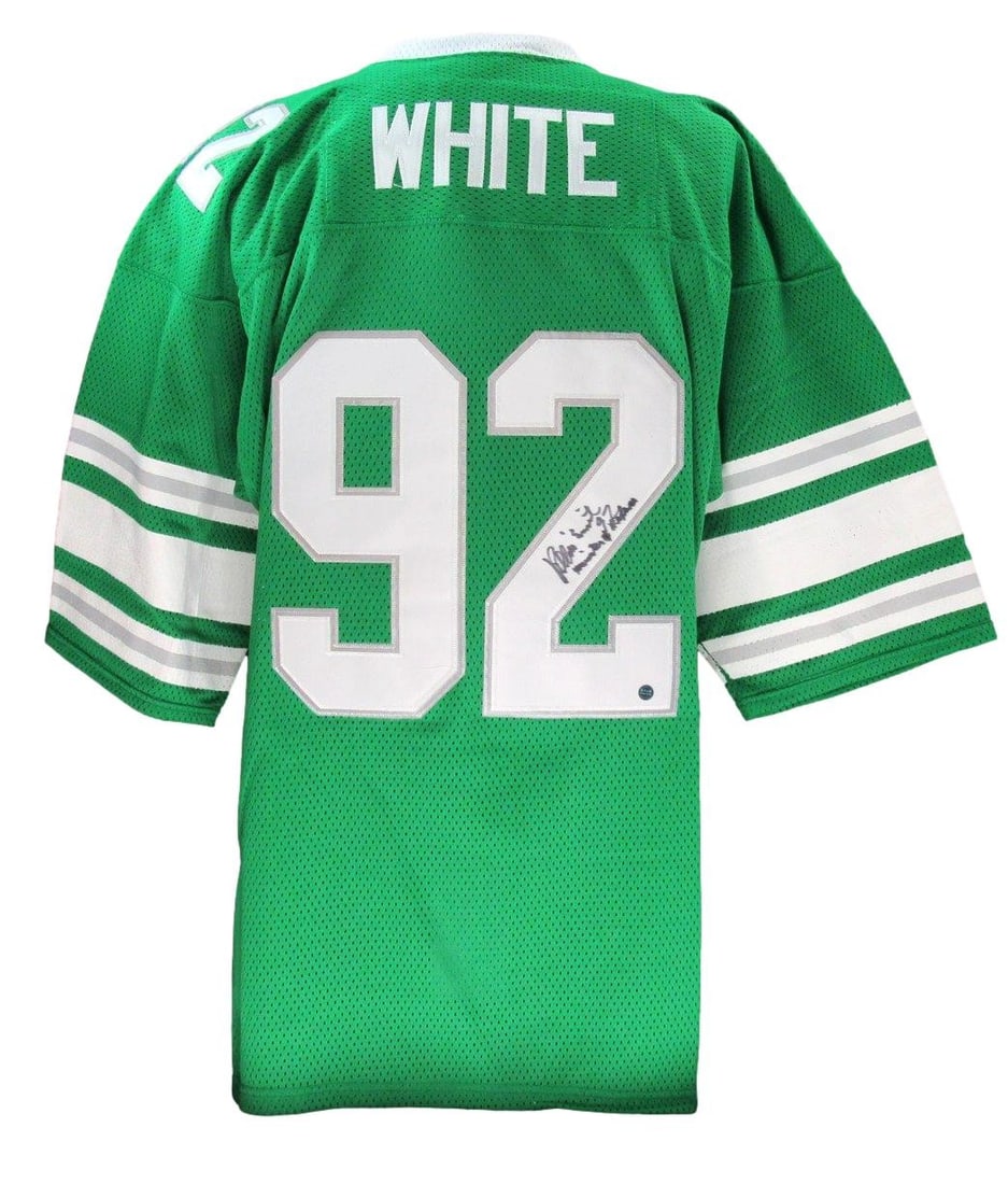 Reggie White autographed Philadelphia Eagles custom football jersey JSA LOA: Reggie White autographed Philadelphia Eagles custom football jersey JSA LOA This custom Philadelphia Eagles football jersey is hand-signed by Hall of Famer Reggie White. The jersey comes authenticated