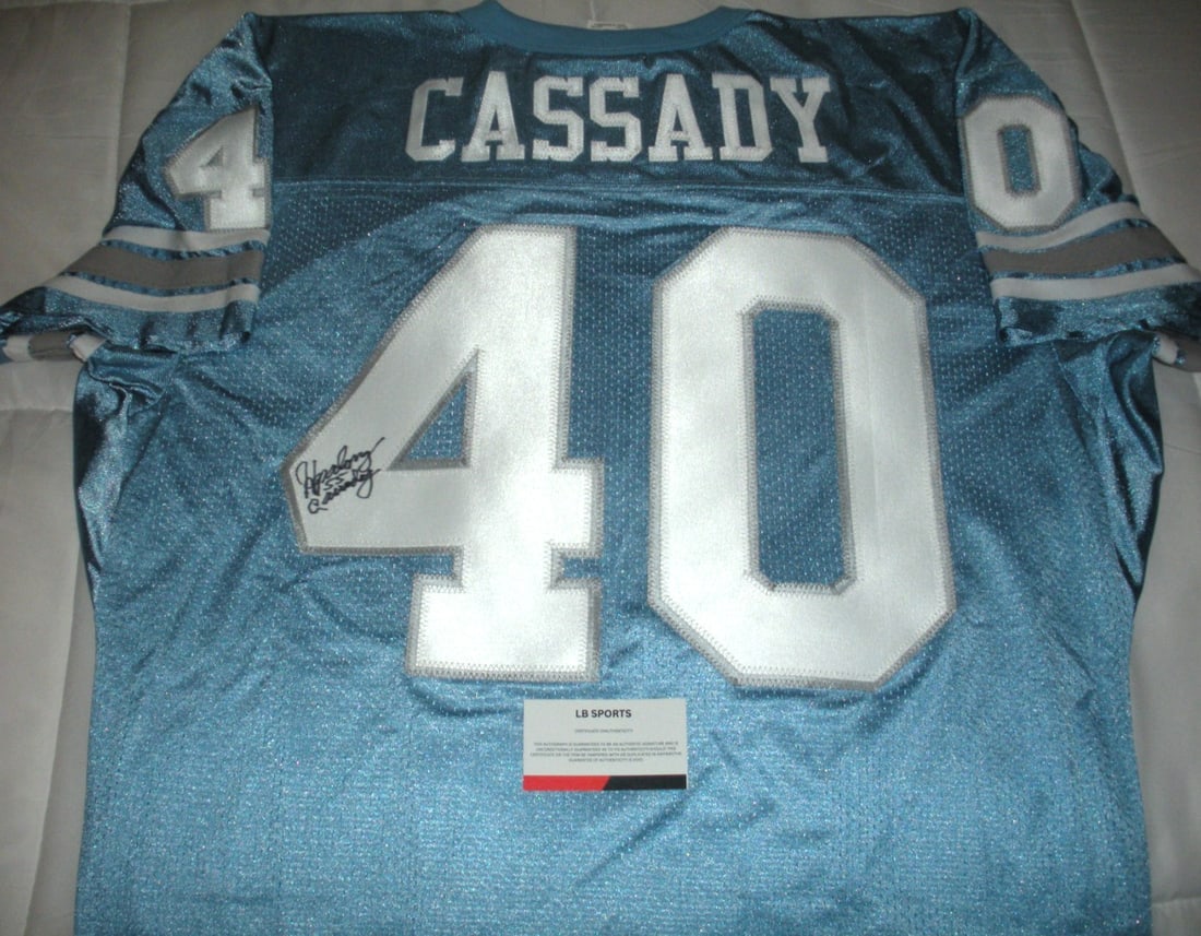 Signed Rawlings Detroit Lions Hopalong Cassady football jersey COA: Signed Rawlings Detroit Lions Hopalong Cassady football jersey COA This is an official licensed Rawlings jersey signed by Hopalong Cassady of the Detroit Lions. The jersey comes with a certificate of 