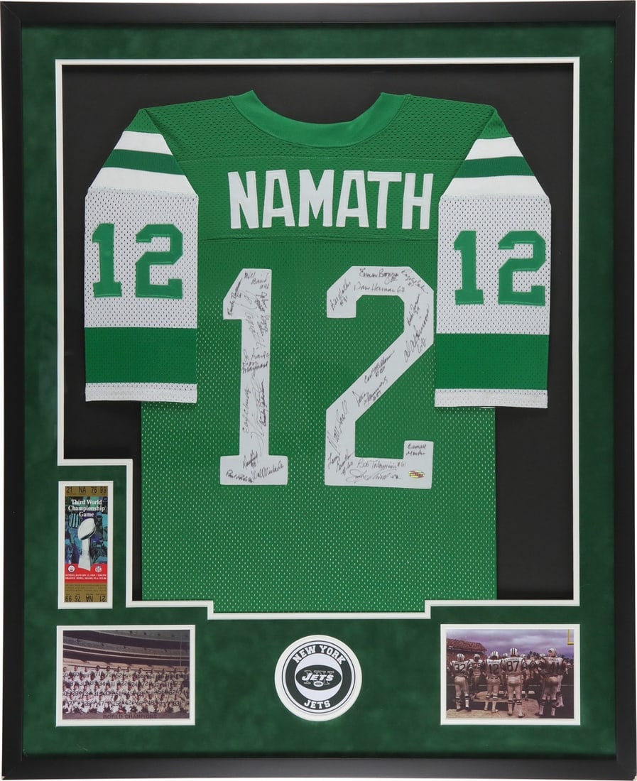 Framed 1969 Jets Super Bowl III team signed jersey Steiner COA (1 of 9)