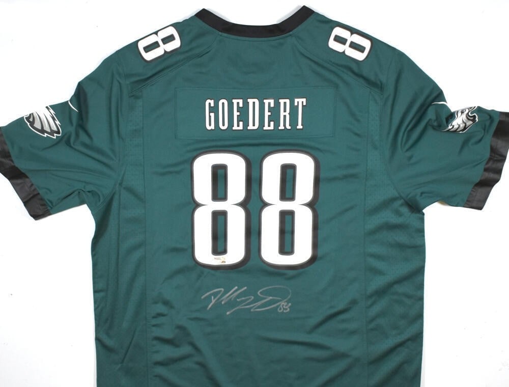 Fanatics Authentic Dallas Goedert Eagles Signed Green Nike Game Jersey: Fanatics Authentic Dallas Goedert Eagles Signed Green Nike Game Jersey This Philadelphia Eagles green Nike Game jersey features the authentic signature of Dallas Goedert. The jersey is an original ite