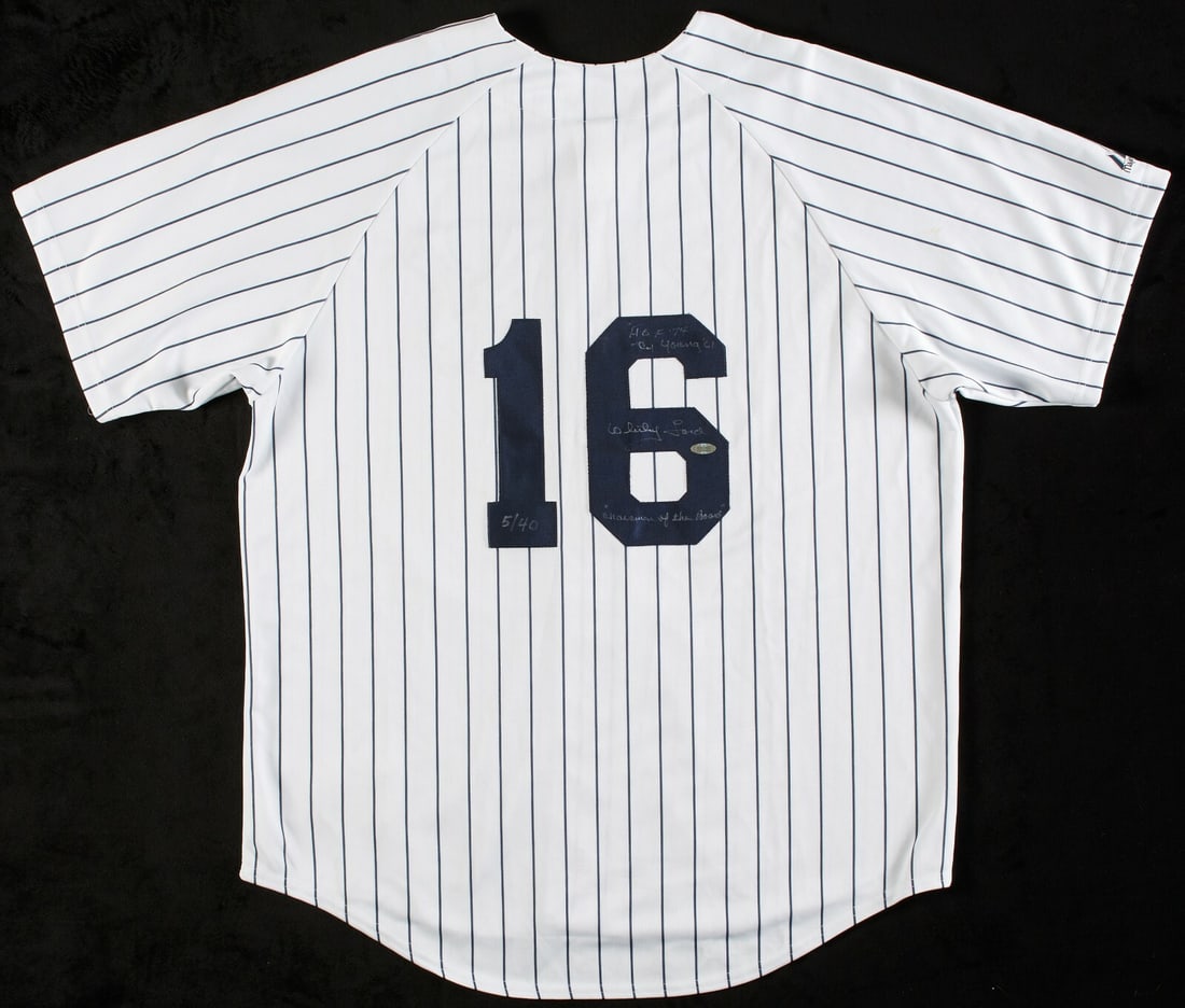 Whitey Ford Signed Yankees Jersey HOF 74 Steiner Authentic: Whitey Ford Signed Yankees Jersey HOF 74 Steiner Authentic This authentic New York Yankees jersey is a must-have for any baseball fan, especially those who admire the legendary Whitey Ford. The jersey