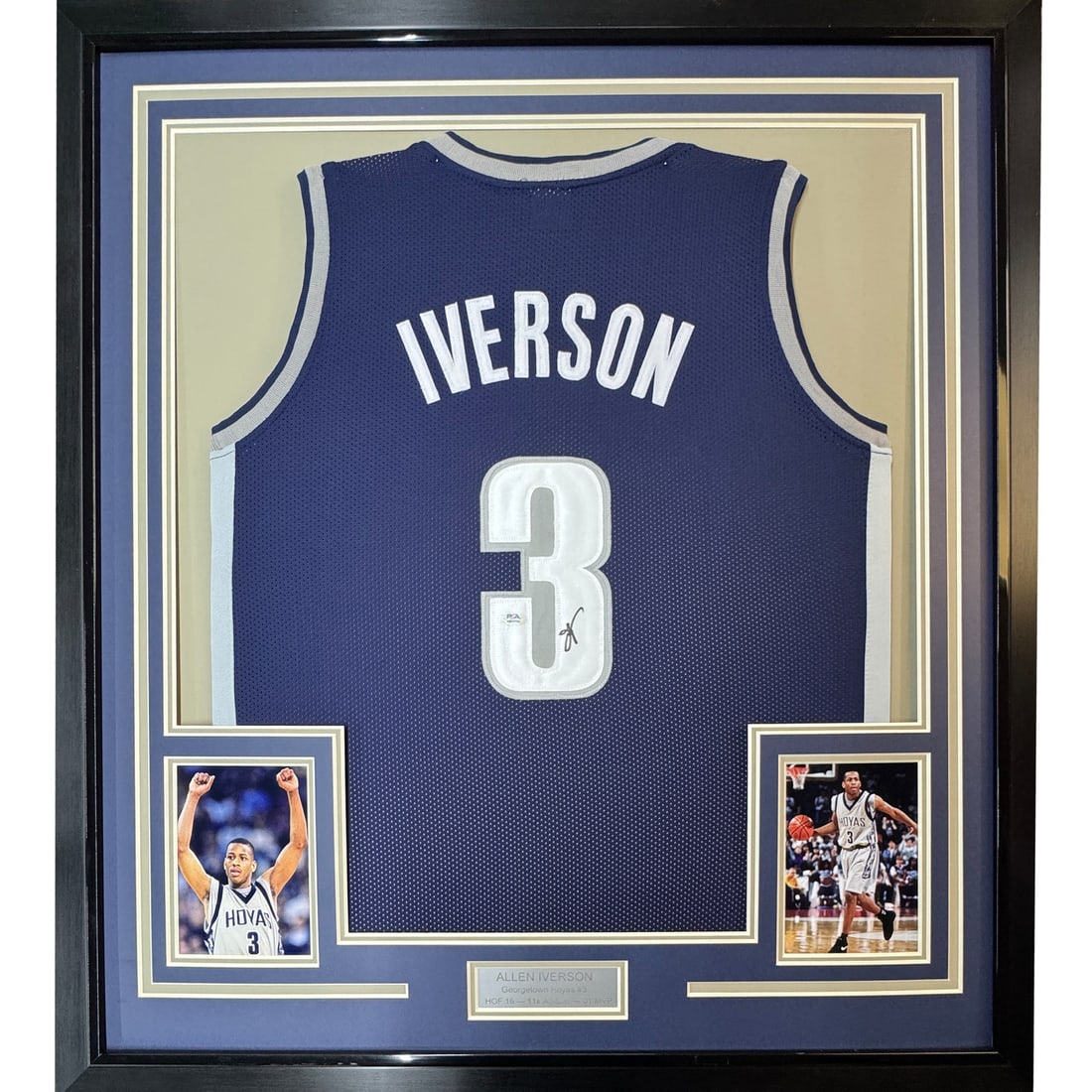 Framed Allen Iverson Autographed Georgetown Jersey with JSA COA (1 of 2)